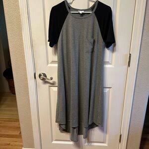 LuLaRoe Carly Gray and Black High Low Dress